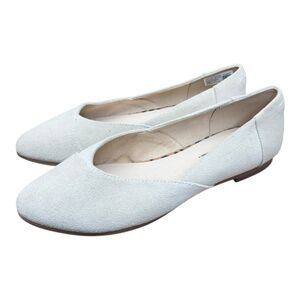 TOMS Womens 8.5 Jutti Neat Ballet Flats Casual Slip On Beige Suede Low Comfort